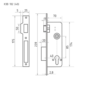 Нора-М Корпус замка КЗВ-102 (85 мм) - хром, бексет 40 мм #224838